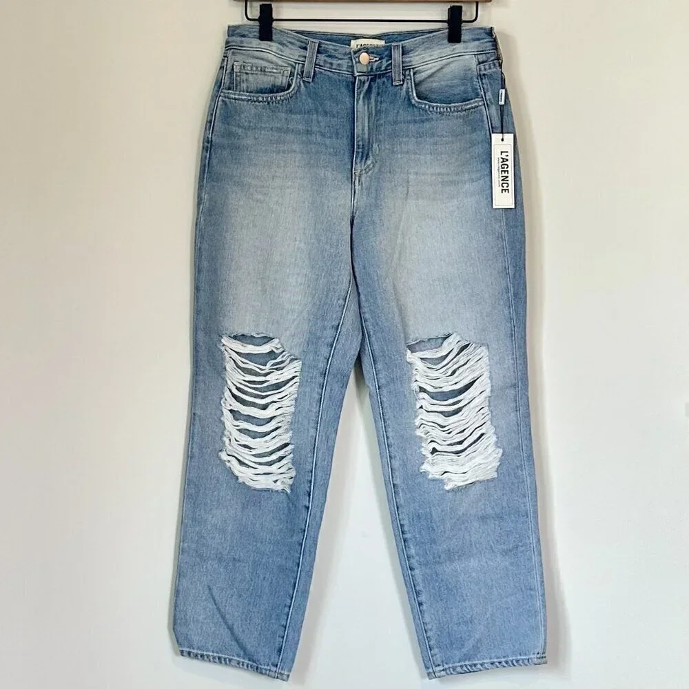 NWT L'AGENCE Enya High Rise Crop Stovepipe in Hermosa Destruct - Size: 25